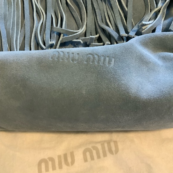 Miu Miu blue suede fringe RARE Limited Edition bag - Picture 3 of 8